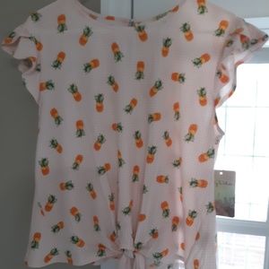 Pineapple Check Tie Front Girls Shirt
